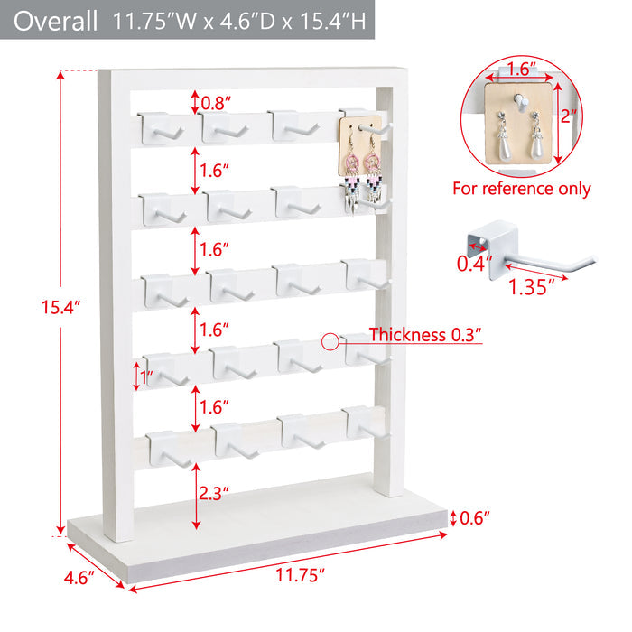 #WD2005 Wooden Hanger hook jewelry rack display with 20 white hooks