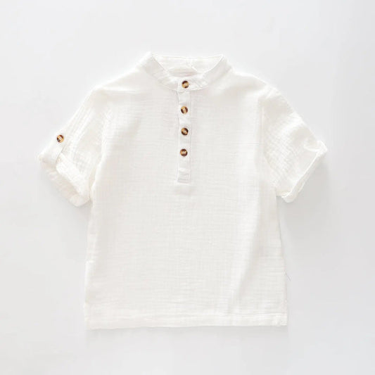 White Grandad Shirt Ollies Place
