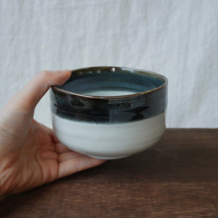 Yamaki Ikai M2034: Toho Blue Yohen Matcha Tea Bowl 唐峰紺窯変抹茶碗 - Yunomi.life